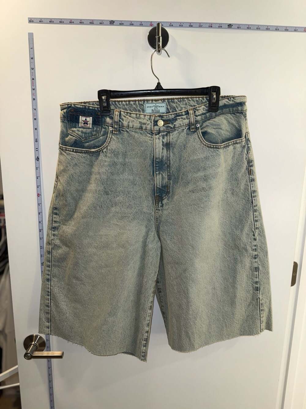 Revice Denim Size 32 Baggy Jean Shorts Jorts with Star Logo and Back Graphic